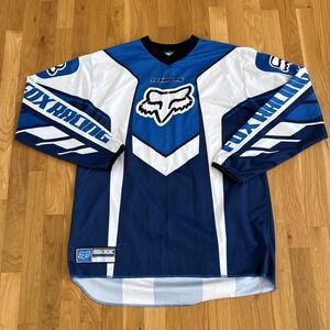 Vintage Fox Racing Moto Cross Longsleeve Jersey Men's L Blue 90s Y2K